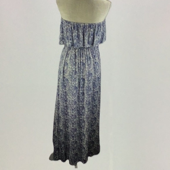 Yidarton Dress Summer Blue White Porcelain Strapless Flowy Maxi Blue Paisley L - Picture 4 of 5